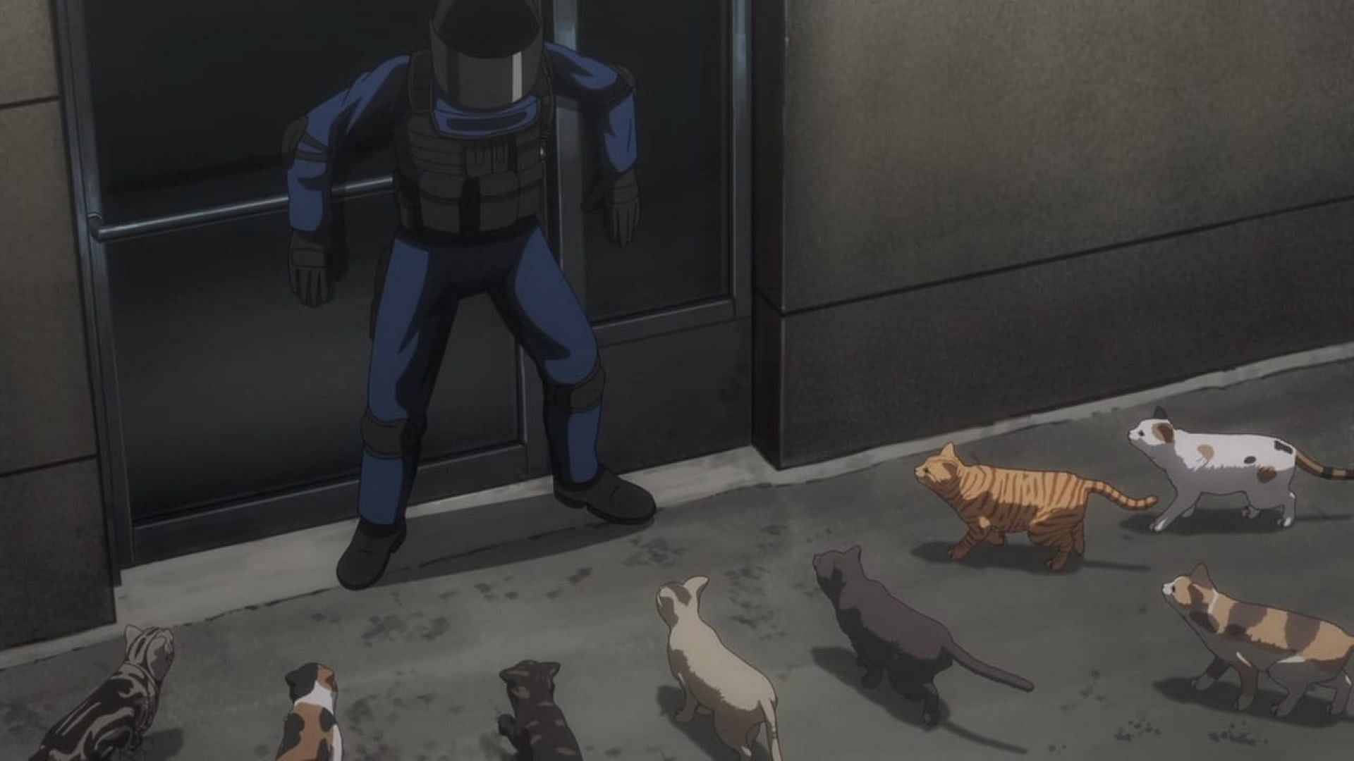 The cats approach a police officer (Image via OLM)